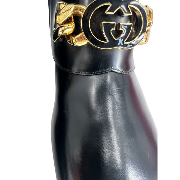Gucci Interlocking GG Chain Patent Leather Knee Boots - Picture 8 of 16